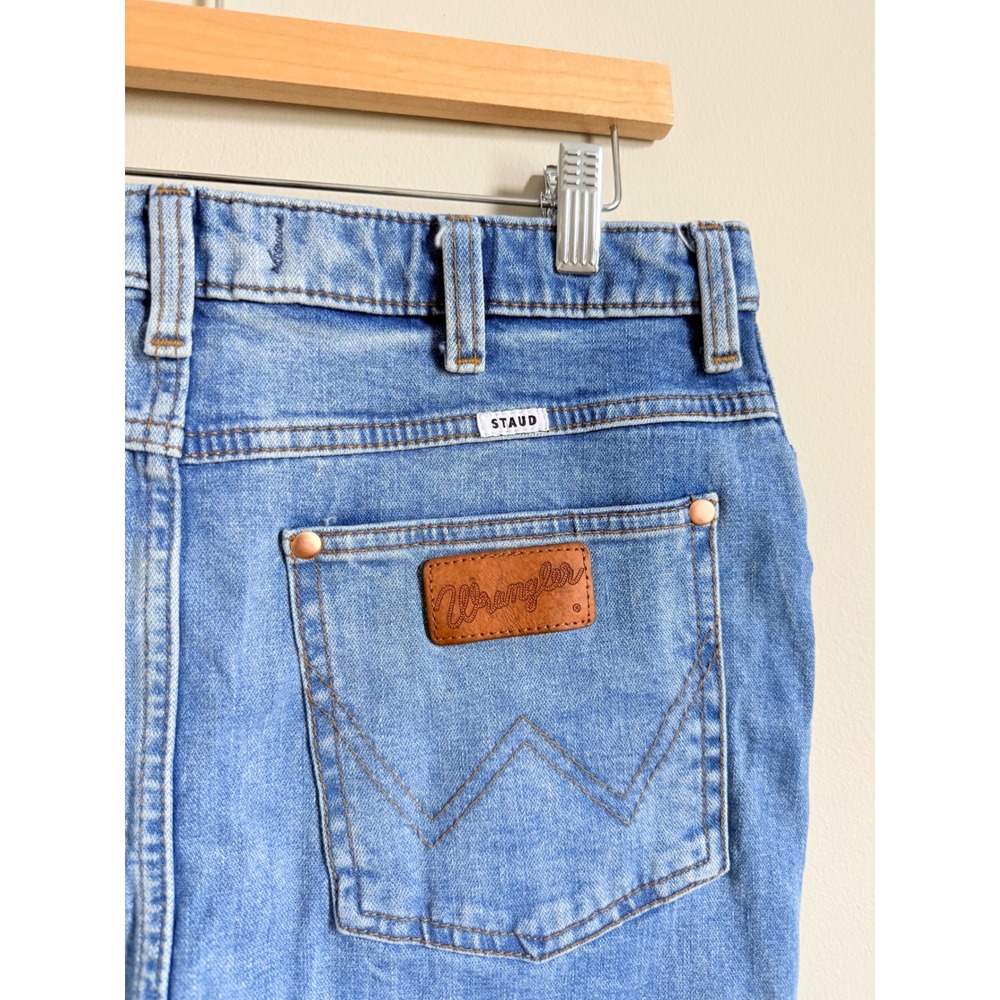 Wrangler Staud Denim Maxi Skirt Light Wash Front Slit Western Women's Size 30 - Picture 5 of 7